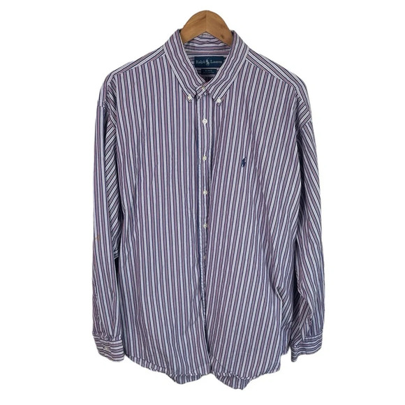 BF1338 Mens Polo Ralph Lauren Designer Blake Striped Button Down Shirt XXL - Picture 1 of 5